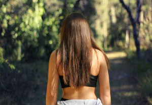 wearing sports bra