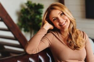 Beautiful middle-aged woman with youthful-looking skin after